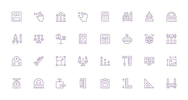 Scale featuring 32 Icons in Thin Line Design Dashboard Icon Series vector