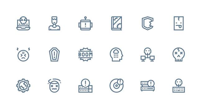 18 Strong Stroke Line Icons for System Failure Graphics Quick Access Icons for UI Development vector