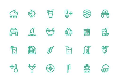 24 Icons for Ice in Thick Line Line Format Flexible Icon System for Web Interfaces vector