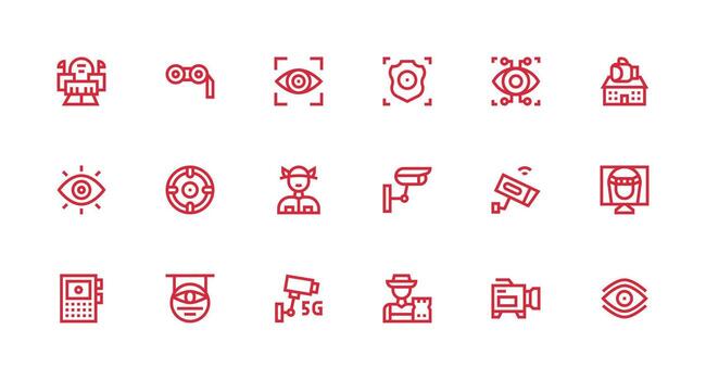 Strong Stroke Line Icons from Surveillance Set with 18 Vectors Core Icon Collection for Daily Tasks