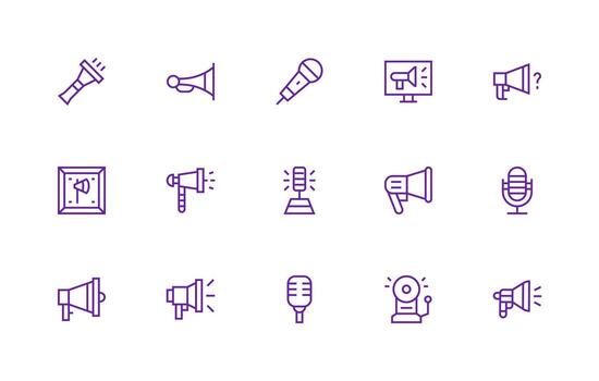 15 Regular Line Style Icons from Public Address Collection Scalable Icon Pack vector