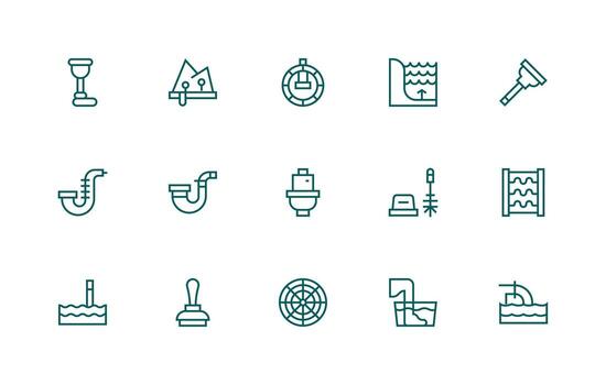 15 Regular Line Icons for Drainage Graphics Design Ready Icon Set for Teams vector