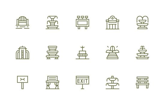 15 Regular Line Vectors for Public Space Theme All Device Compatible Icon Set