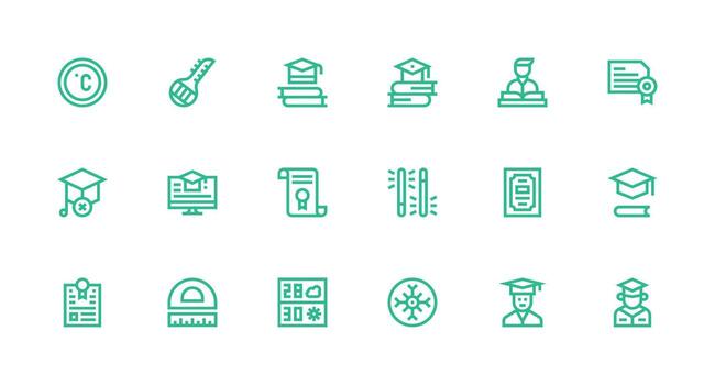 18 Strong Stroke Line Vectors for Degree Theme UI Icon Set