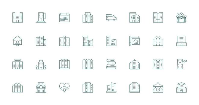 32 Thin Line Style Icons from Rental Collection Interface Icon Collection for Daily Projects vector