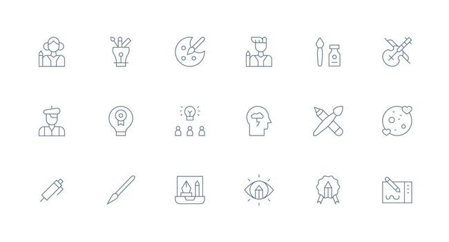 18 íconos para creativo en mínimo línea formato equilibrado icono conjunto para funcional diseño vector