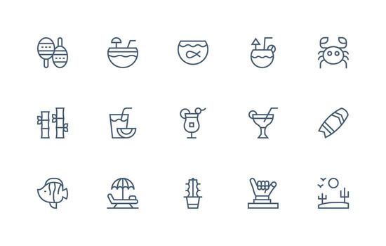 15 Icons for Tropical in Regular Line Format Functional Icon Series vector
