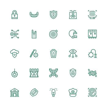 Security Icon Set with 25 Medium Stroke Outline Graphics Complete Icon Bundle for Web Design vector