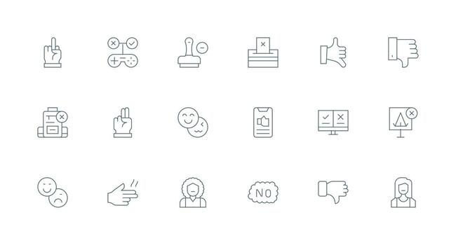 Minimal Line Icons from Disapproval Set with 18 Vectors App Icon Pack