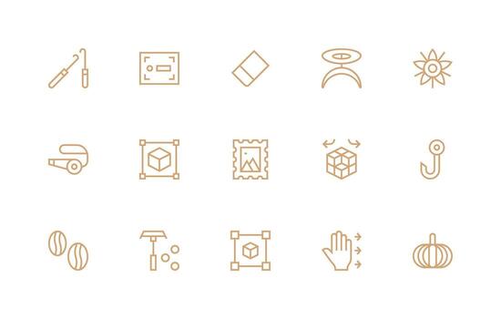 15 Object Icons in Regular Line Aesthetic Essential Icon Set for Teams vector