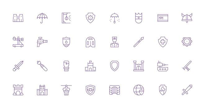 Defense Design Icons featuring 32 in Thin Line Style Core Icon Collection for Daily Tasks vector