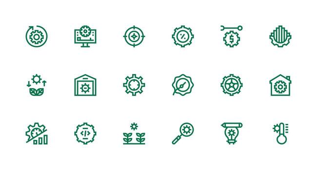 fuerte carrera línea íconos desde mejoramiento conjunto con 18 vectores tablero icono serie