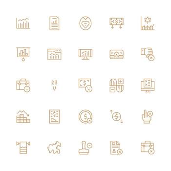 25 Icons for Decline in Medium Stroke Outline Format Clear and Concise Icon Set Collection vector