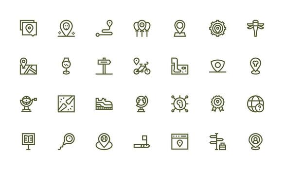 Bold Line Icons from Map Set with 28 Vectors Organized Pack for Project Assets