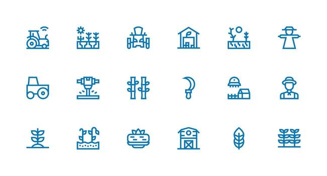 Crops featuring 18 Icons in Strong Stroke Line Design Minimal Icon Set for Interface Projects vector