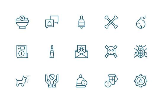 Warning Icon Collection with 15 Regular Line Designs Optimized Icon Pack for Digital Products vector