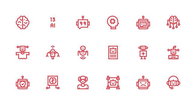 18 Strong Stroke Line Style Icons from Ai Collection Functional Icon Series vector