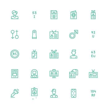 25 medio carrera contorno estilo íconos desde identificación colección completamente editable icono conjunto para web vector