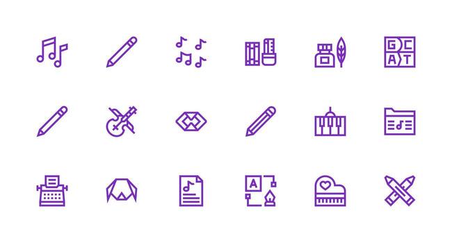 Composition Icon Set with 18 Strong Stroke Line Graphics Scalable Icons for All Themes vector
