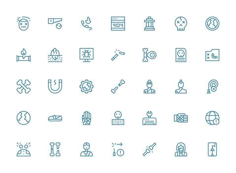 35 Regular Clean Line Style Icons from Broken Collection Balanced Icon Set for Functional Design vector