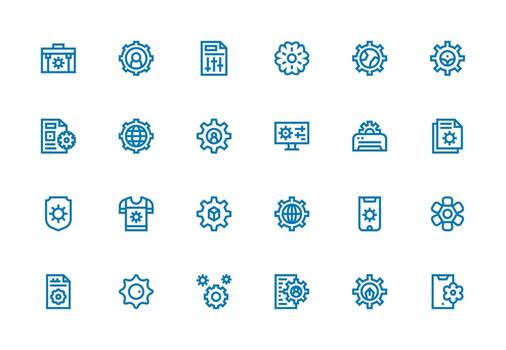 24 íconos para personalización en grueso línea línea formato completar icono conjunto para móvil aplicaciones vector