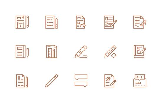 Annotation Icon Set with 15 Regular Line Graphics Flexible Icon System for Web Interfaces vector
