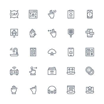 25 íconos para aplicación en medio carrera contorno formato completar icono conjunto para móvil aplicaciones vector