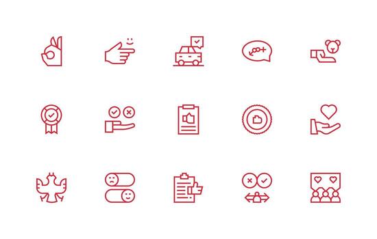 15 Regular Line Designs for Acceptance Icons Icon Set for Web vector
