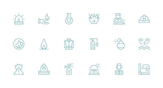 18 Icons for Hazard in Minimal Line Format Line Icon Collection vector