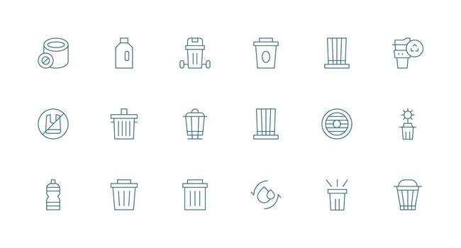 Recycle Visual Pack containing 18 Minimal Line Icons Quick Access Icons for UI Development vector