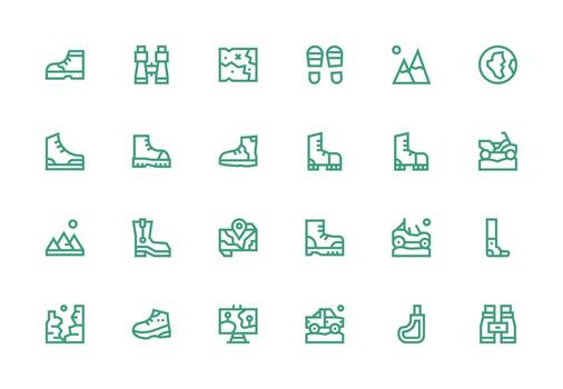Thick Line Line Style Terrain Icons with 24 Vectors Simplified Icon Pack for Visual Tools