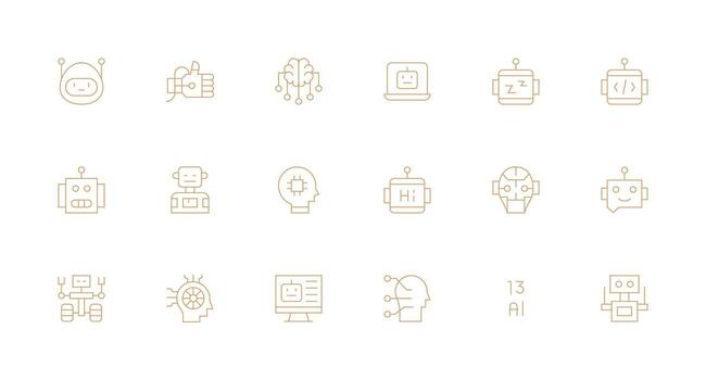 18 Minimal Line Icons for Artificial Intelligence Graphics Interface Icons for Daily Use vector