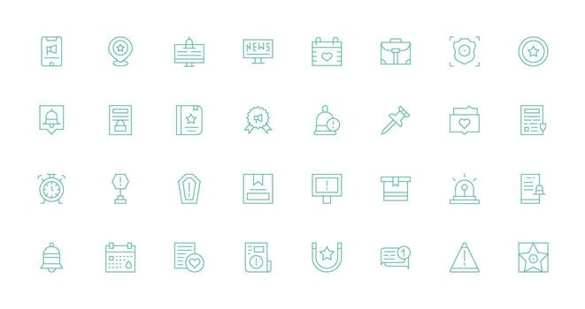 Important Icon Set with 32 Thin Line Graphics Compact Icon Set vector