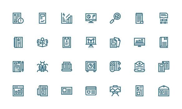 28 Icons for Report in Bold Line Format Interface Icon Collection for Daily Projects vector