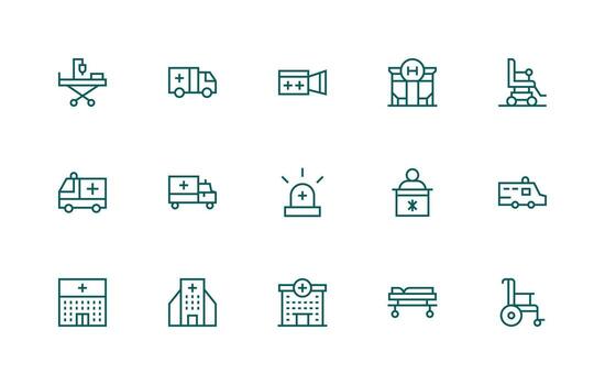 15 Icons for Ambulatory in Regular Line Format Icons Built for Visual Consistency Pack vector