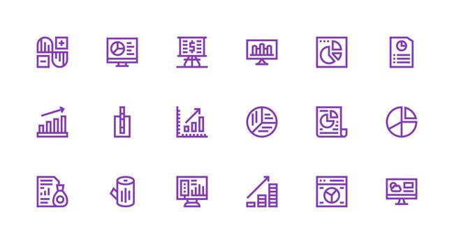 18 Strong Stroke Line Style Icons from Statistics Collection Well-Structured Icons for Creative Use vector