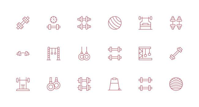 Strength Training Visual Pack containing 18 Minimal Line Icons All Device Compatible Icon Set vector