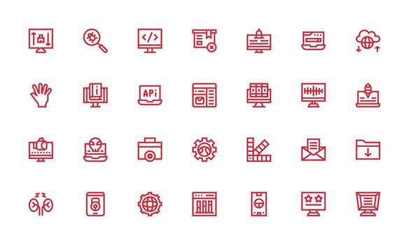 28 negrita línea íconos para software gráficos íconos construido para visual consistencia paquete vector