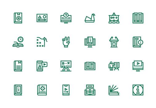 Tutorial Design Icons featuring 24 in Thick Line Line Style Style Icon Set vector