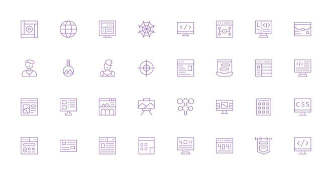 Delgado línea íconos desde web diseño conjunto con 32 vectores claro y conciso icono conjunto colección