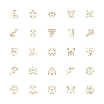 supervisión diseño íconos presentando 25 en medio carrera contorno estilo organizado paquete para proyecto bienes vector