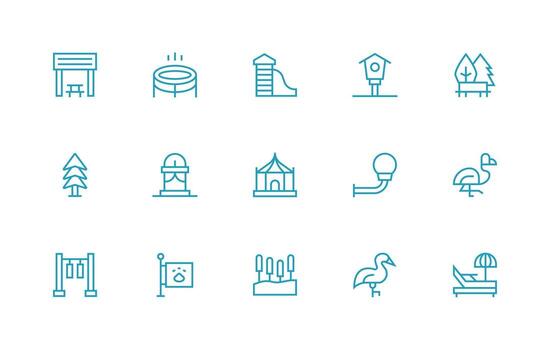 15 Regular Line Vectors for Park Theme Design Ready Icon Set for Teams