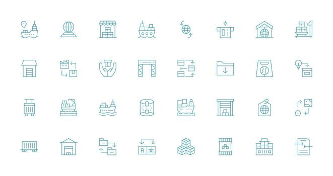 Import Design Icons featuring 32 in Thin Line Style Display Icon Pack vector