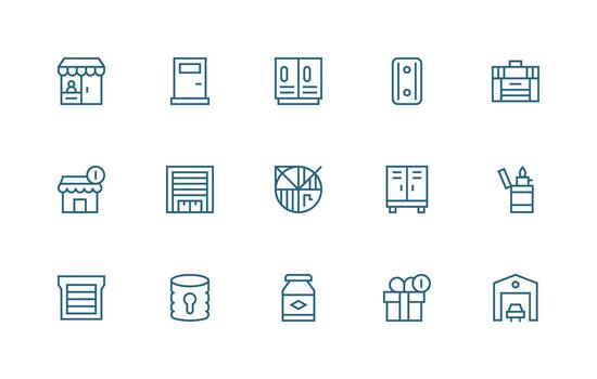Closed Visual Pack containing 15 Regular Line Icons Interface Icons for Daily Use vector