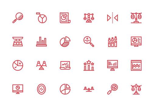 24 Thick Line Line Vectors for Comparison Theme Clean Icon Collection for Web Use