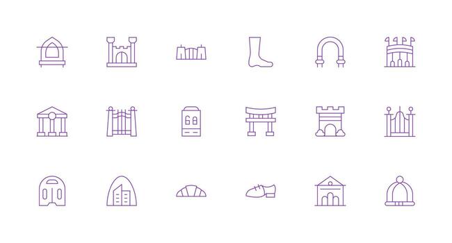 Arch featuring 18 Icons in Minimal Line Design Icon Set for Projects vector