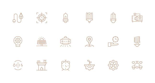 eficiente icono conjunto con 18 mínimo línea gráficos limpiar icono paquete vector