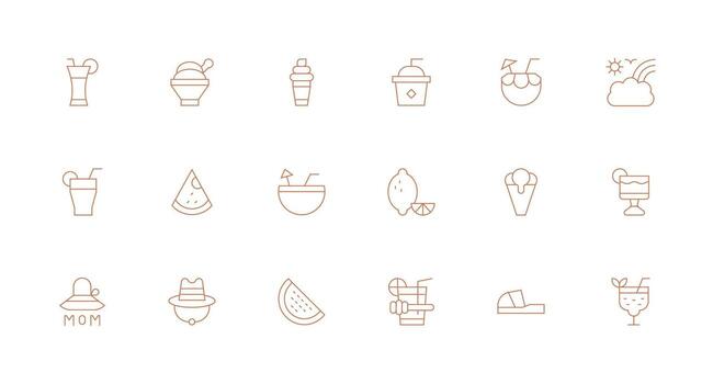 Minimal Line Icons from Summertime Set with 18 Vectors Professional Icon Pack for Development Work
