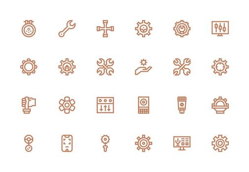 24 Icons for Adjustment in Thick Line Line Format Simple Icons for Interface and Wireframes vector
