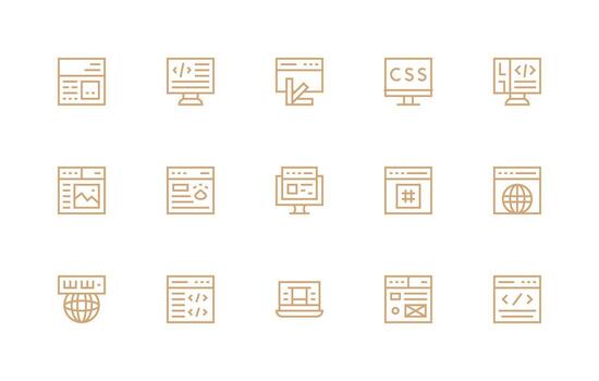 15 Regular Line Vectors for Browser Theme Web Icon Collection